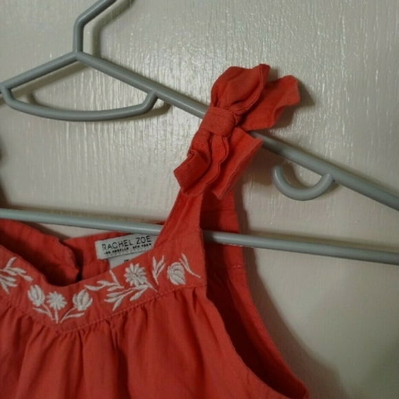 Rachel Zoe sundress 3T coral color with white embroidered flowers girls cotton - Picture 3 of 8